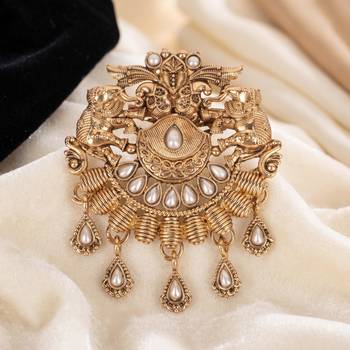 Gold plated elephant motif designer brooch for men – sherwani & kurta 2