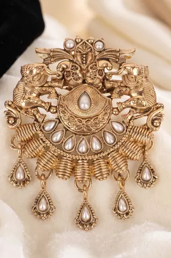 Gold plated elephant motif designer brooch for men – sherwani & kurta