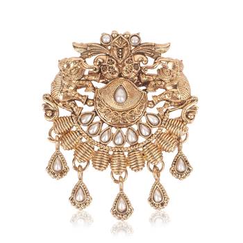 Gold plated elephant motif designer brooch for men – sherwani & kurta 4