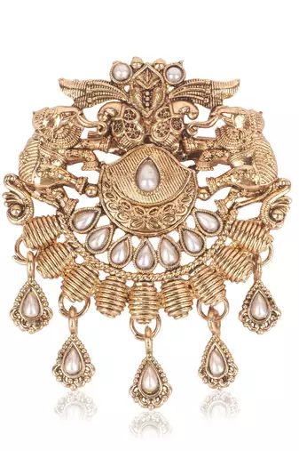 Gold plated elephant motif designer brooch for men – sherwani & kurta