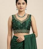 Green embroidered traditional saree blouse