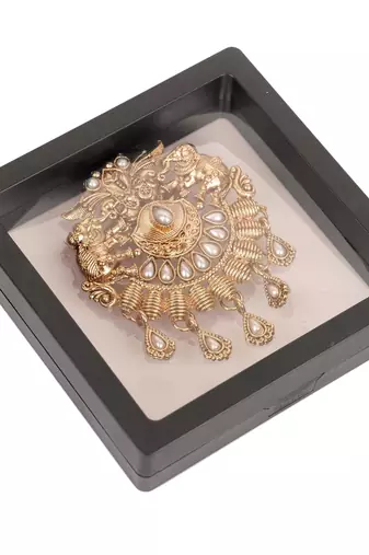Gold plated elephant motif designer brooch for men – sherwani & kurta