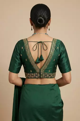 Green embroidered traditional saree blouse