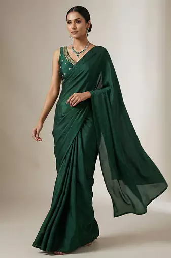 Green embroidered traditional saree blouse