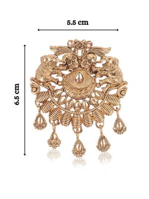 Gold plated - elephant motif gold stone brooch for men 3