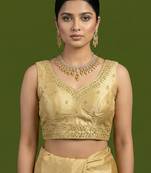 Gold embroidered traditional saree blouse