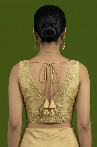 Gold embroidered traditional saree blouse