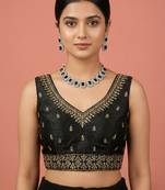 Black embroidered traditional saree blouse