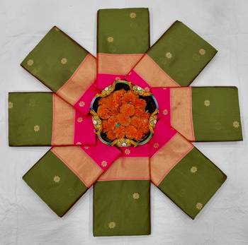 Green silk blend banarasi jaquard designer saree with blouse 7