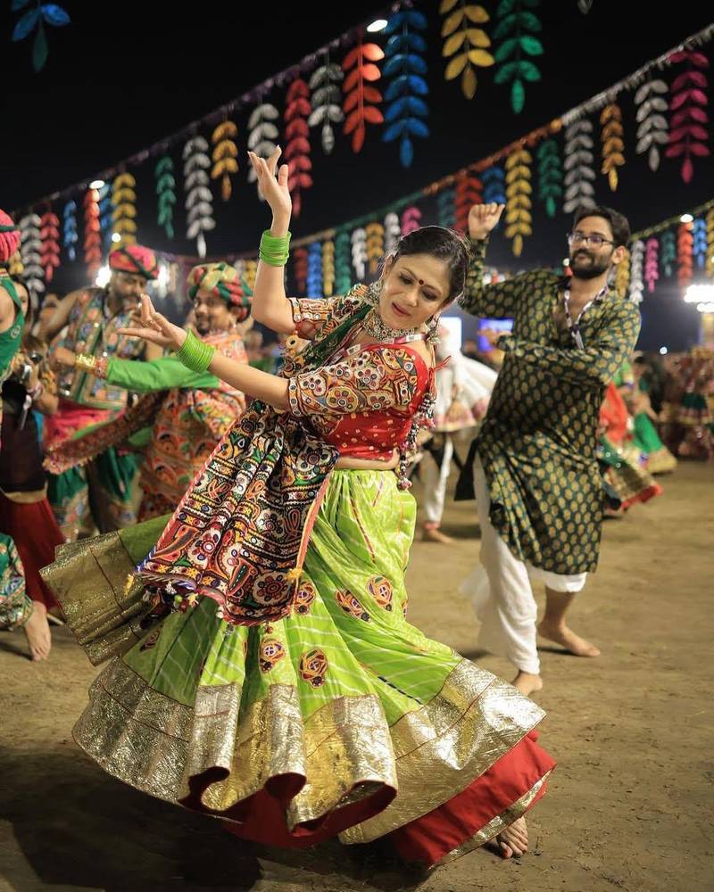 Green Mirror Navratri Lehnega Choli With Dupatta