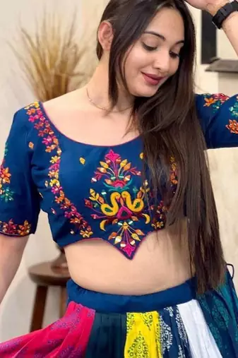 Navy Blue Navratri Lehenga Choli With Dupatta