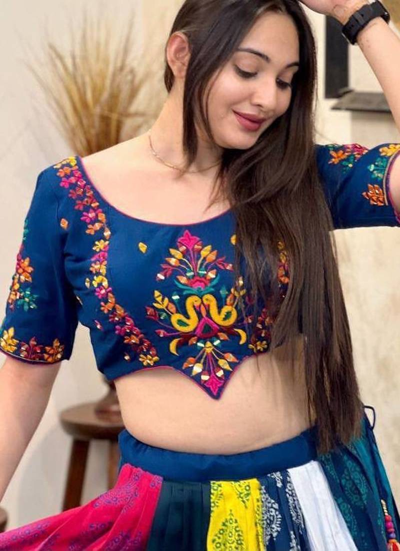 Navy Blue Navratri Lehenga Choli With Dupatta