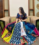 navy blue navratri lehenga choli with dupatta