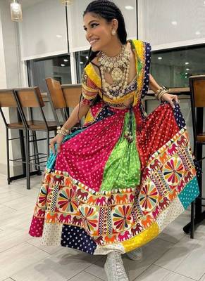 Yellow Mirror Navratri Lehenga Choli With Dupatta 3