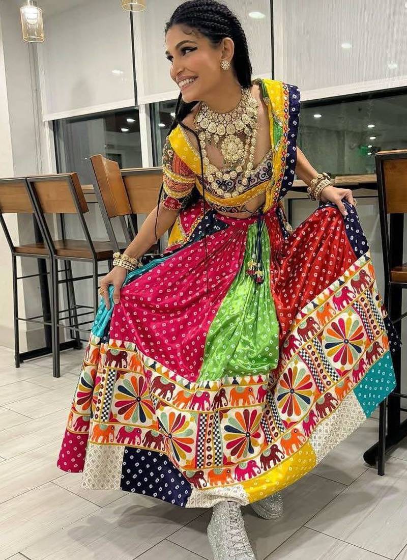 Yellow Mirror Navratri Lehenga Choli With Dupatta