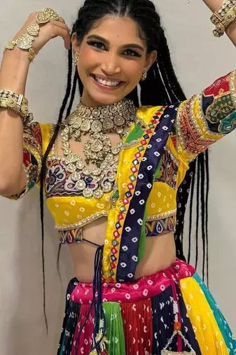 Yellow Mirror Navratri Lehenga Choli With Dupatta