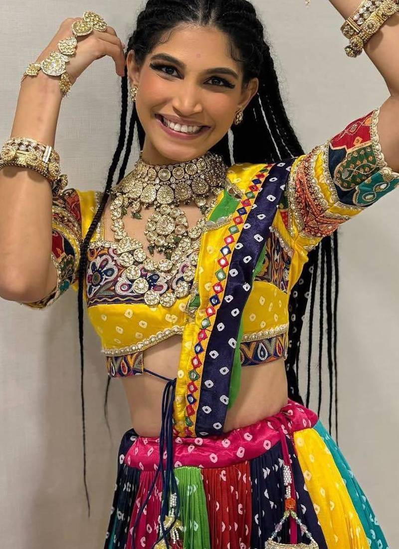 Yellow Mirror Navratri Lehenga Choli With Dupatta
