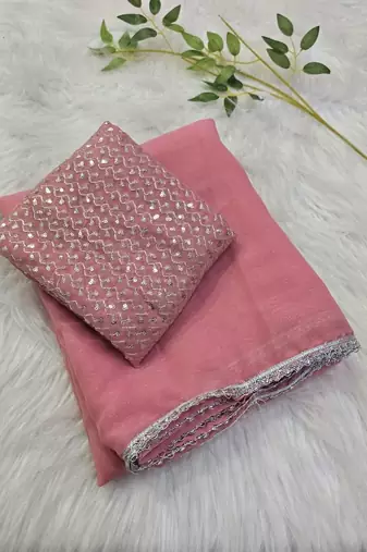 Embellished Sequinned Organza Saree
