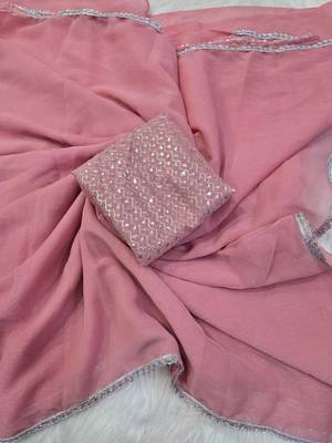 Embellished Sequinned Organza Saree 4