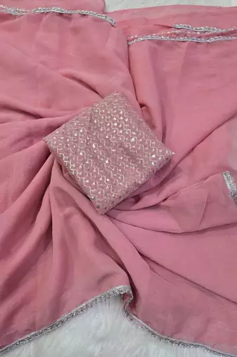 Embellished Sequinned Organza Saree