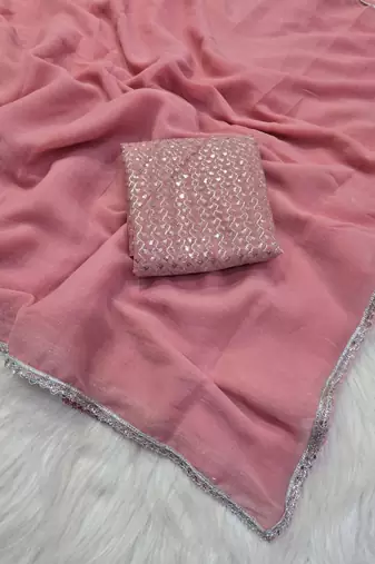 Embellished Sequinned Organza Saree