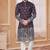 Wine kurta pajama set with zari embroidery & fancy buttons