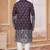 Wine kurta pajama set with zari embroidery & fancy buttons