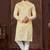 Yellow kurta pajama set with zari embroidery & fancy buttons