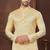 Yellow kurta pajama set with zari embroidery & fancy buttons