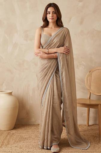 Embellished Sequinned Organza Heavy Work Saree