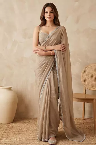 Embellished Sequinned Organza Heavy Work Saree