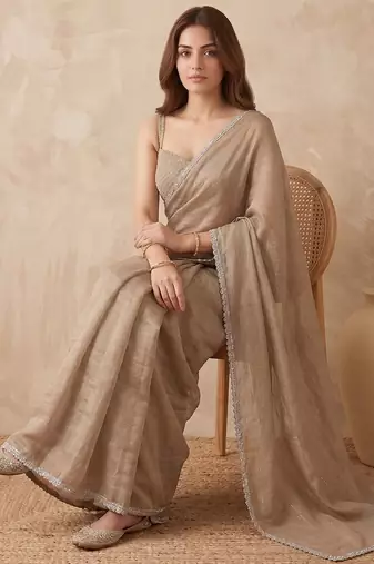 Embellished Sequinned Organza Heavy Work Saree
