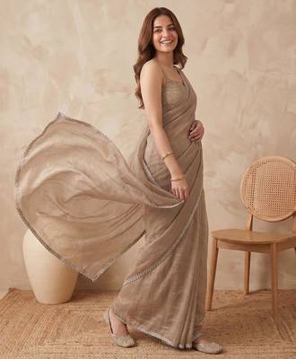 Embellished Sequinned Organza Heavy Work Saree 6