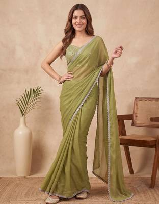 Embellished Sequinned Organza Saree with blouse 1