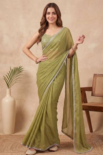Embellished Sequinned Organza Saree with blouse