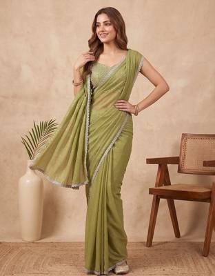 Embellished Sequinned Organza Saree with blouse 4