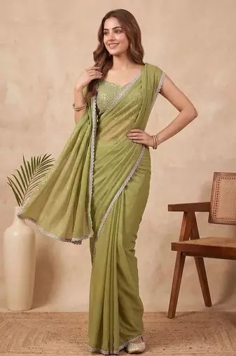Embellished Sequinned Organza Saree with blouse