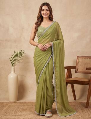 Embellished Sequinned Organza Saree with blouse 5