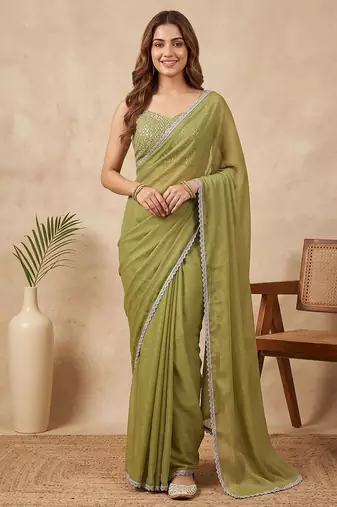 Embellished Sequinned Organza Saree with blouse