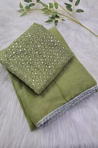 Embellished Sequinned Organza Saree with blouse