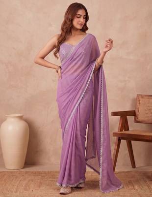 Embellished Sequinned Organza Heavy Work Saree with blouse  2