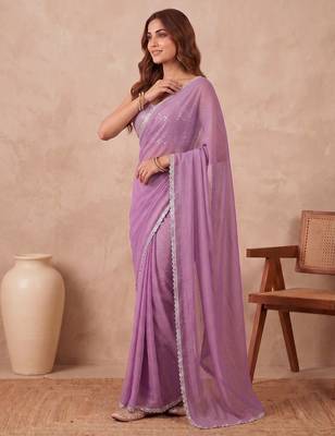 Embellished Sequinned Organza Heavy Work Saree with blouse  3