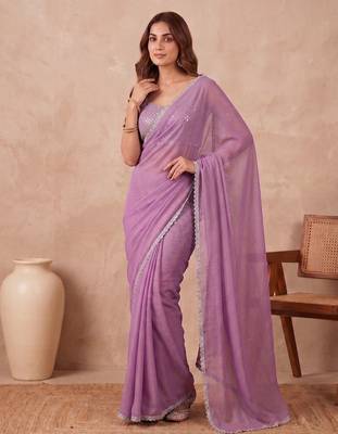 Embellished Sequinned Organza Heavy Work Saree with blouse  4