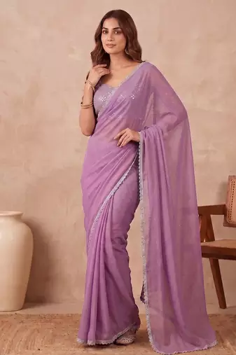 Embellished Sequinned Organza Heavy Work Saree with blouse 