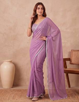 Embellished Sequinned Organza Heavy Work Saree with blouse  5