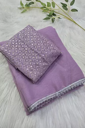 Embellished Sequinned Organza Heavy Work Saree with blouse 