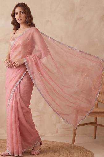 Embellished Sequinned Organza Heavy Work Saree with blouse