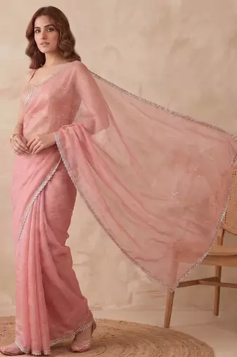 Embellished Sequinned Organza Heavy Work Saree with blouse