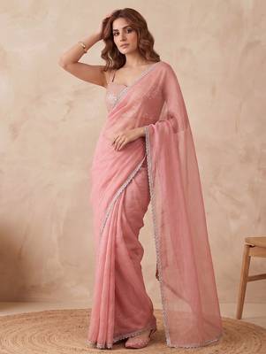 Embellished Sequinned Organza Heavy Work Saree with blouse 2