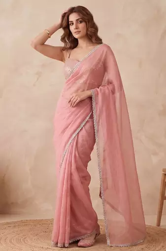 Embellished Sequinned Organza Heavy Work Saree with blouse